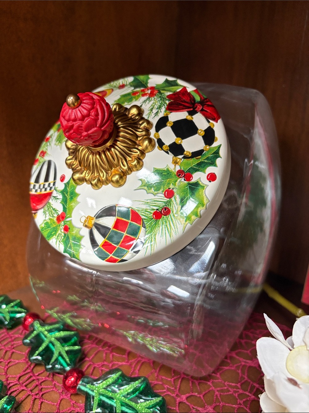 MacKenzie-Childs deck the halls cookie jar